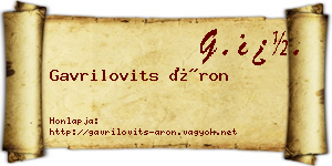 Gavrilovits Áron névjegykártya